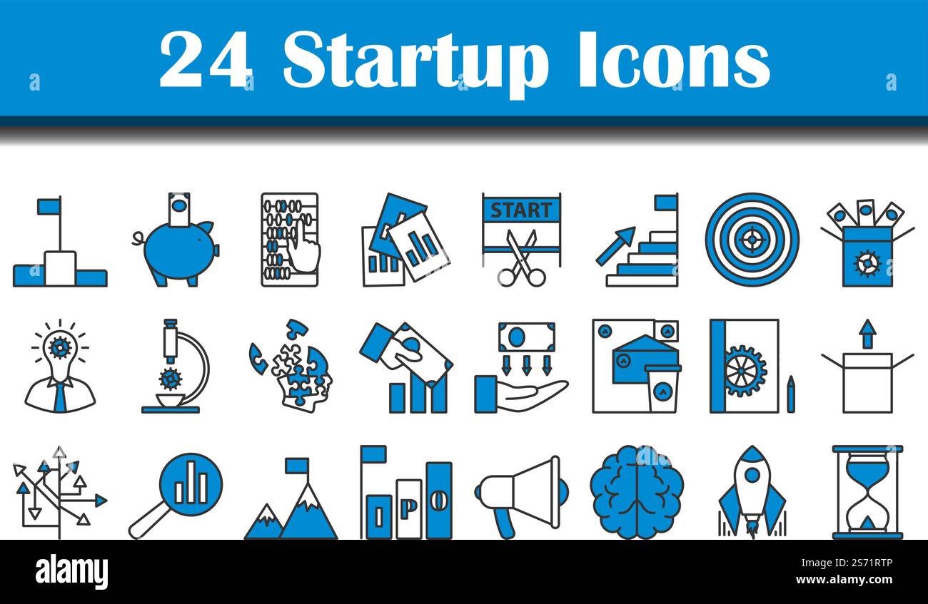 Startup Icon Set. Editable Bold Outline With Color Fill Design. Vector ...