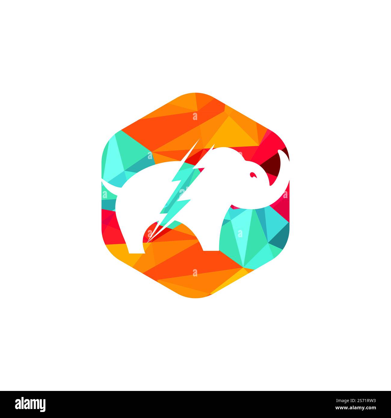 Elephant thunder vector logo design. Power elephant logo concept. Stock Vector