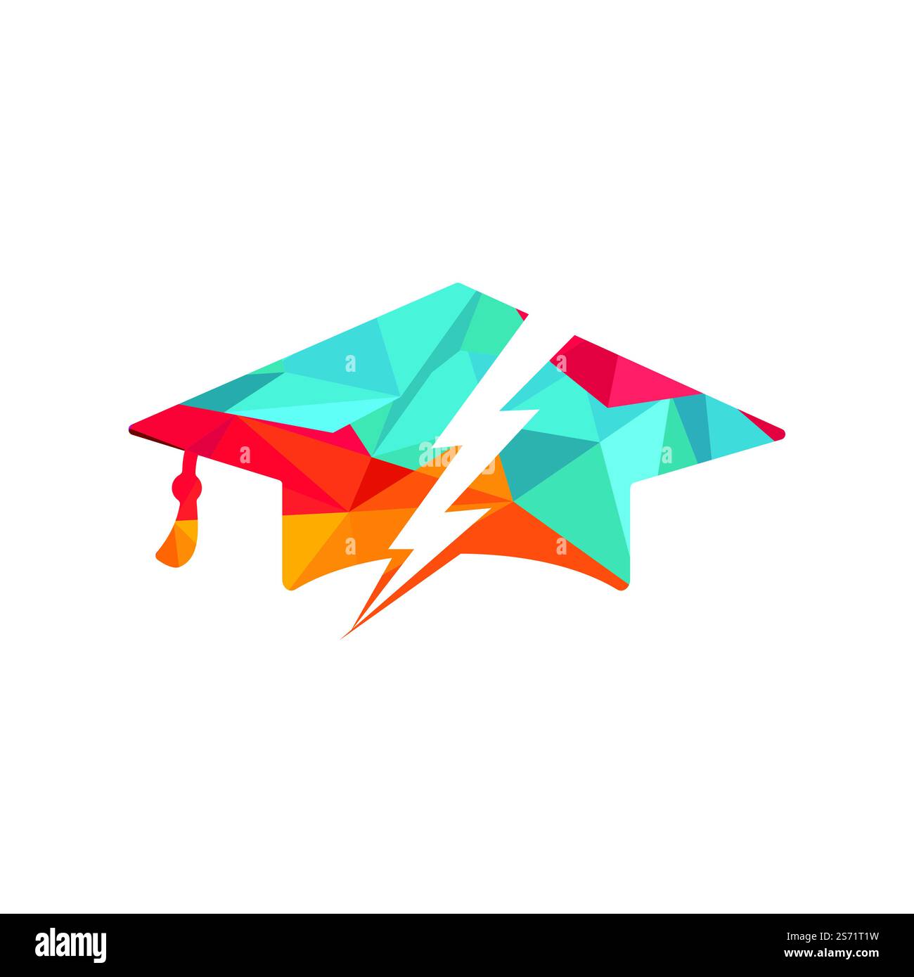 Flash student vector logo template. Education logo with graduation cap and thunder icon. Stock Vector