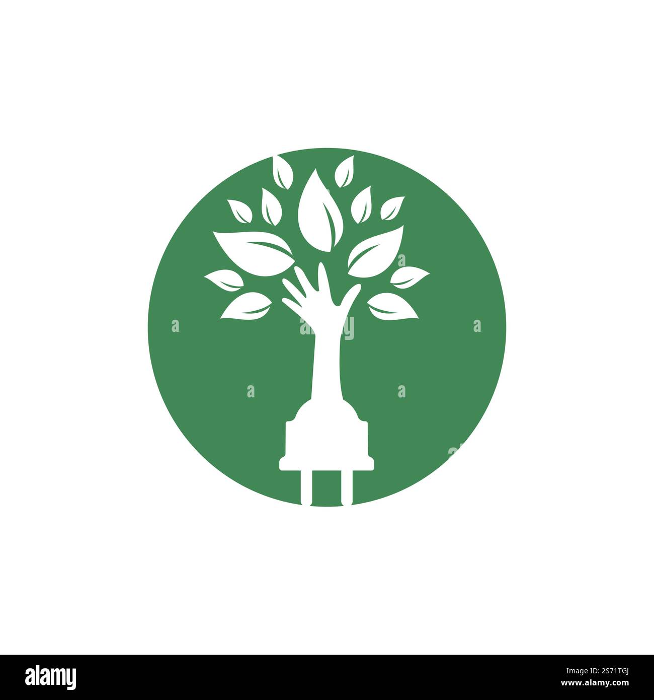 Electric cord and hand tree vector logo design. Stock Vector