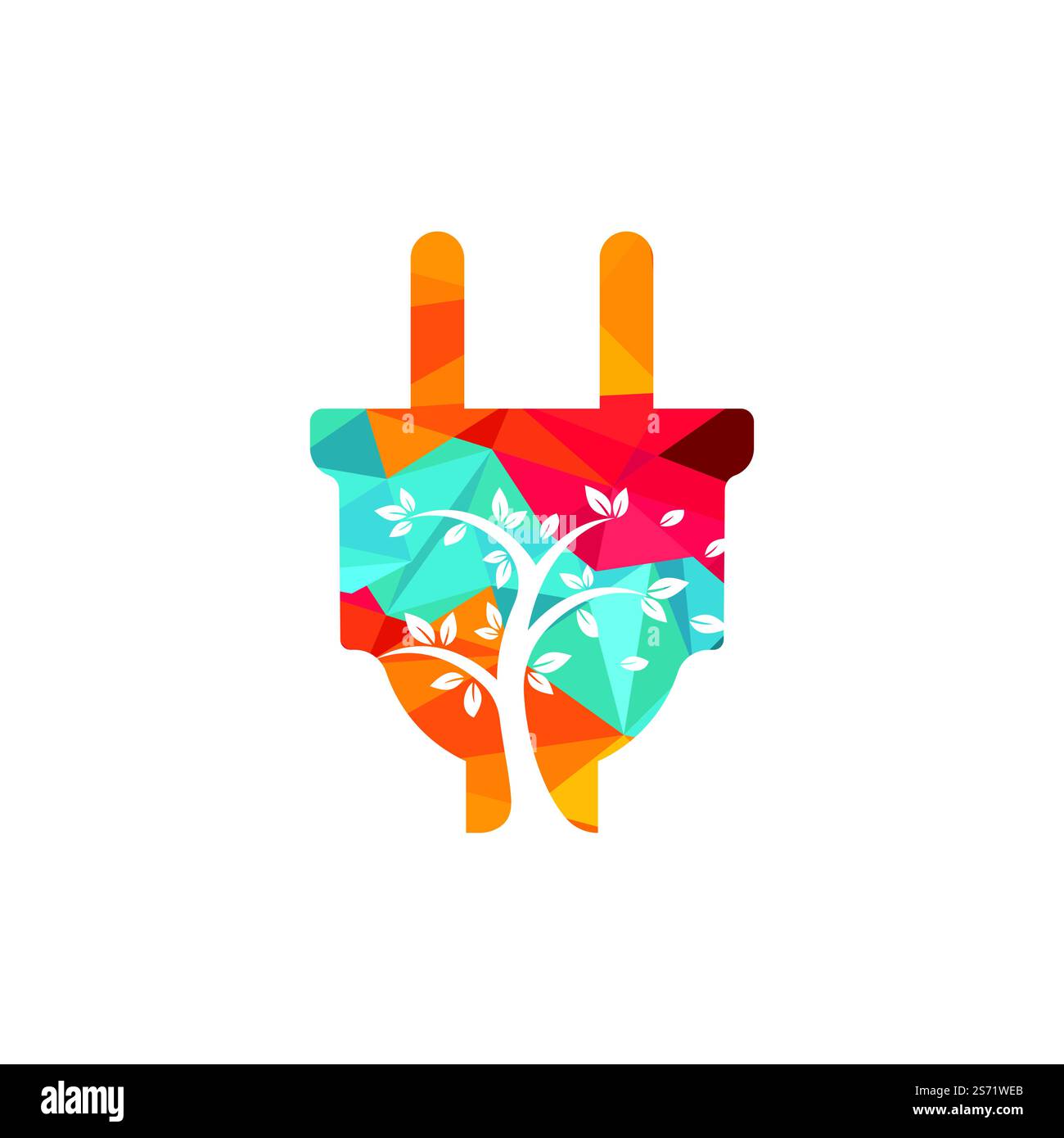 Green energy electricity logo concept. Electric plug icon with tree ...