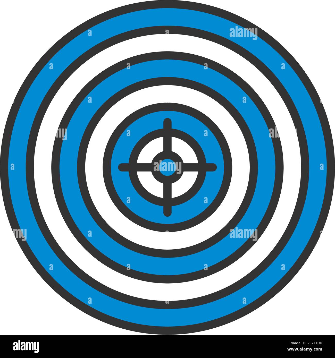 Target With Dart In Center Icon. Editable Bold Outline With Color Fill ...