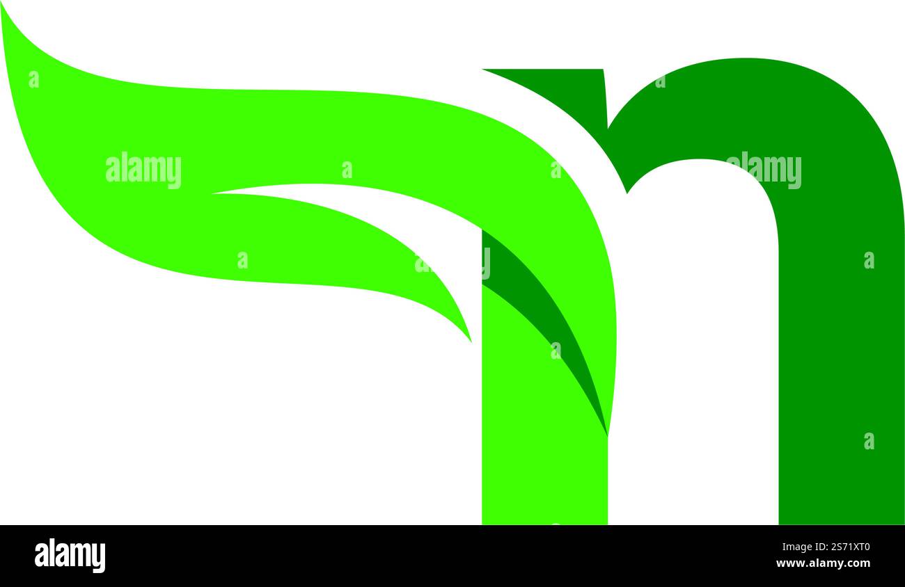 N Initial letter with green leaf logo vector template Stock Vector ...