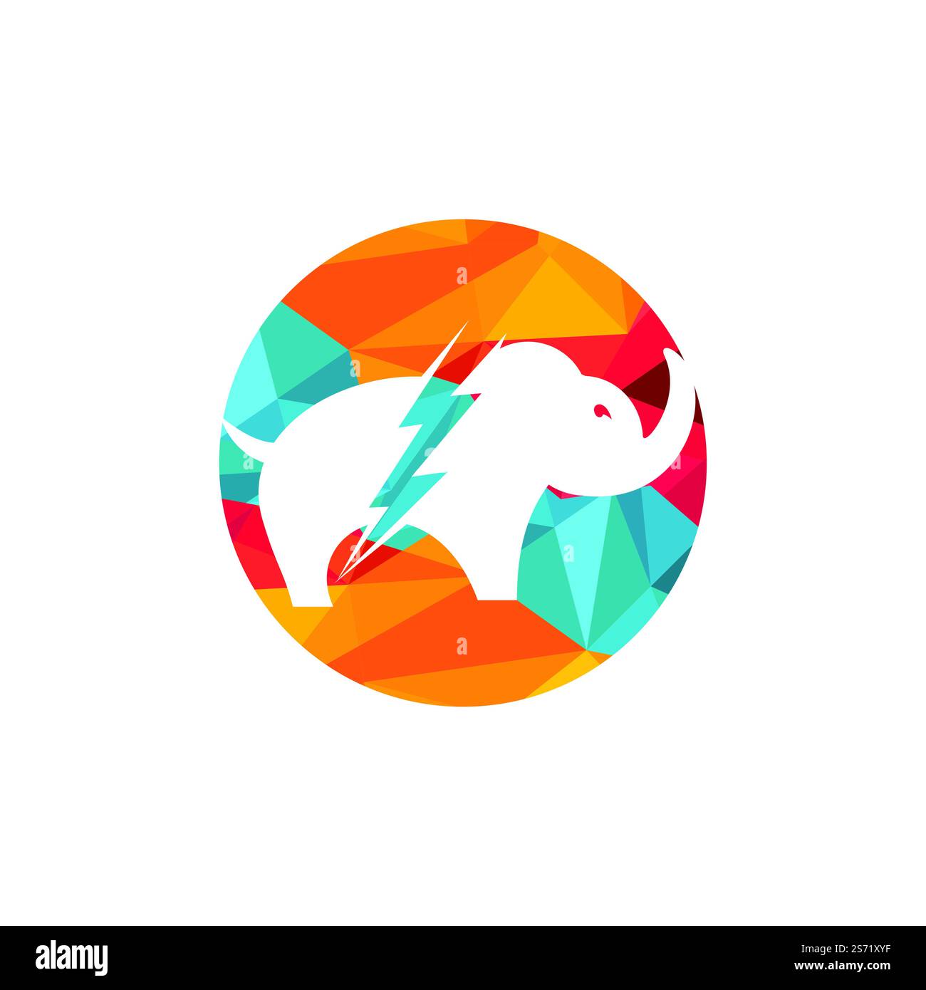Elephant thunder vector logo design. Power elephant logo concept. Stock Vector