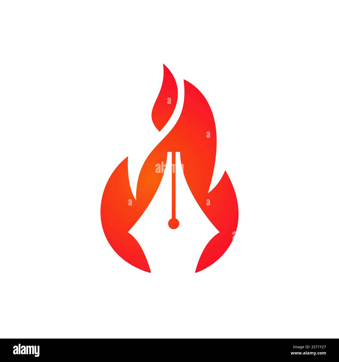 Fire Pen vector logo design concept. Hot writer vector logo icon. Stock Vector