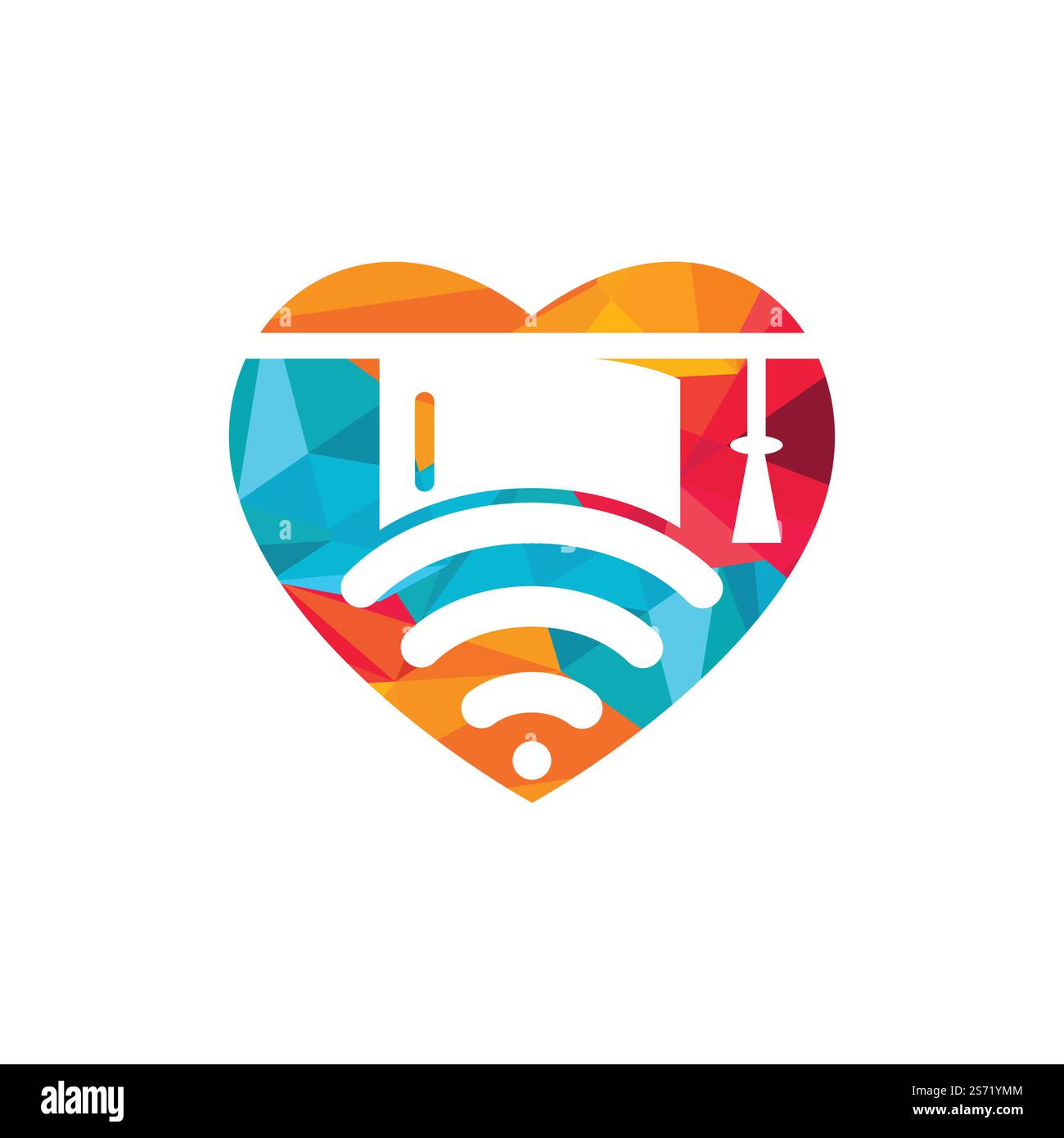 Graduate hat and wifi vector logo design. Study online logo concept ...