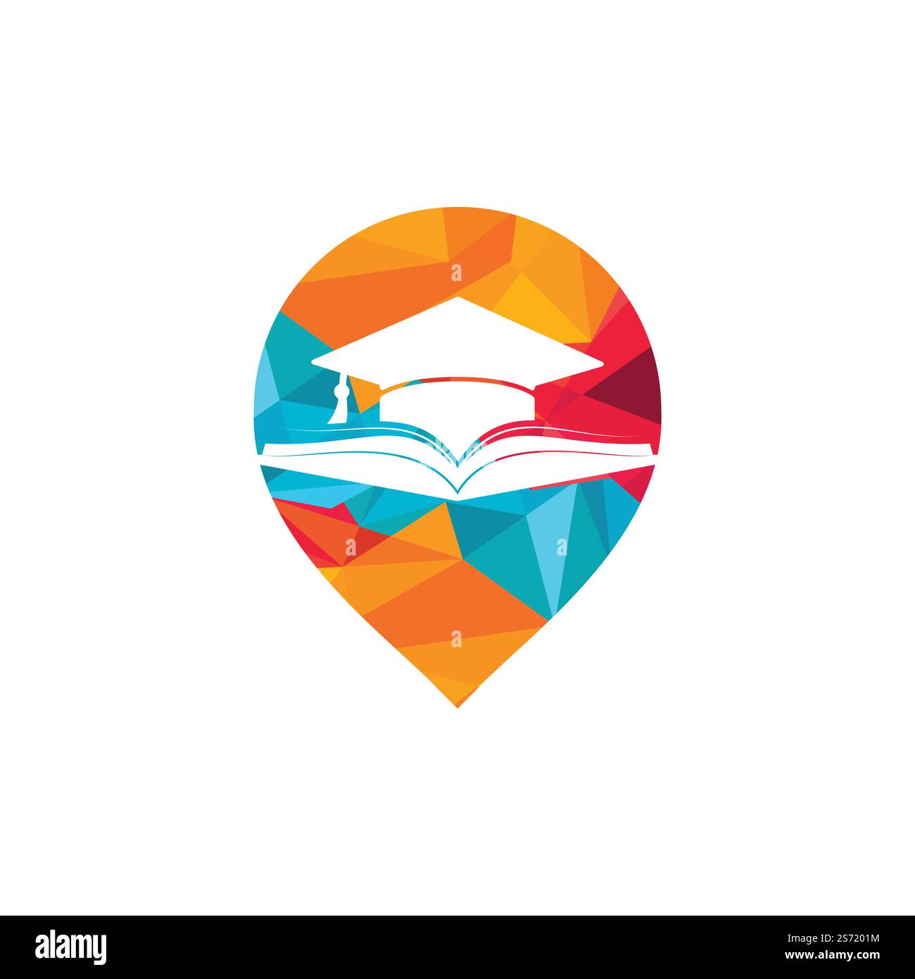 Graduation hat and book vector logo template. Education logo concept. Stock Vector