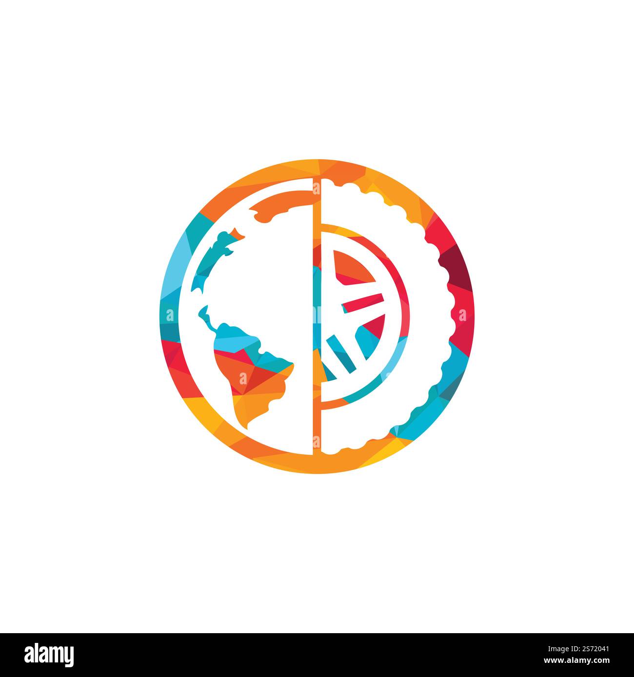 Tire world vector logo template. Vector wheel and planet logo combination. Stock Vector