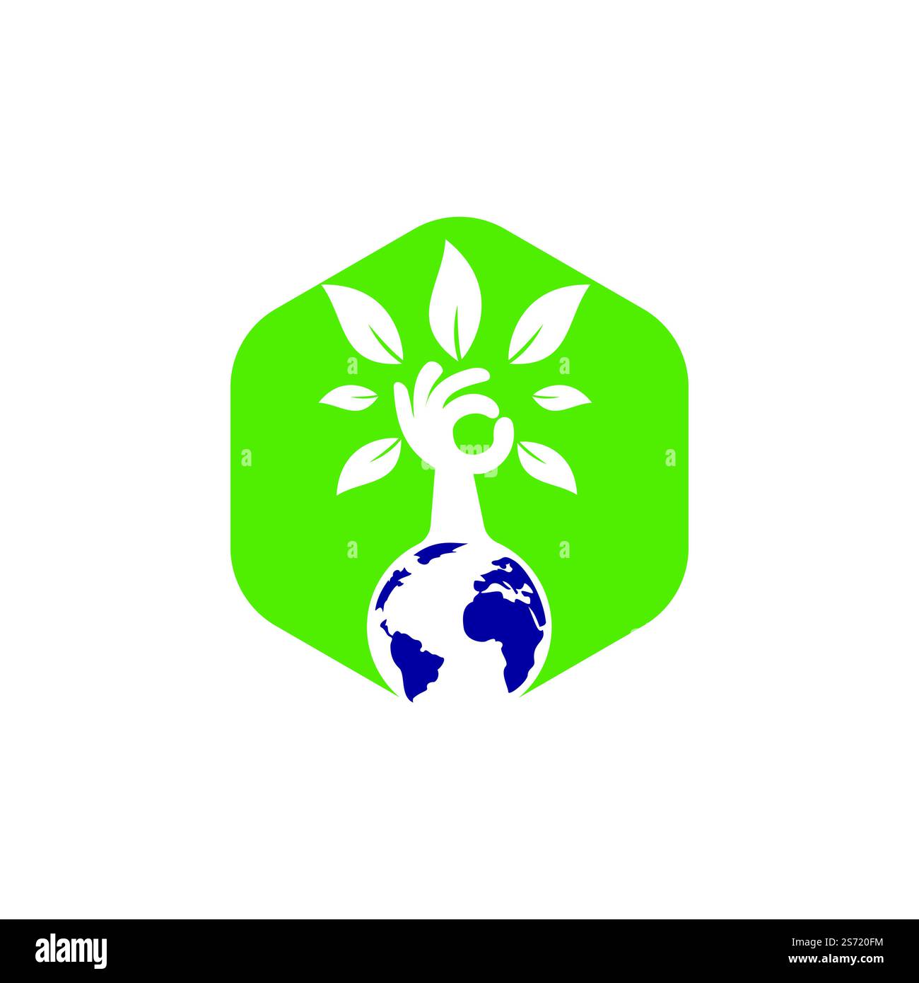 Globe and hand tree vector logo design. Ecology and sustainable concept ...
