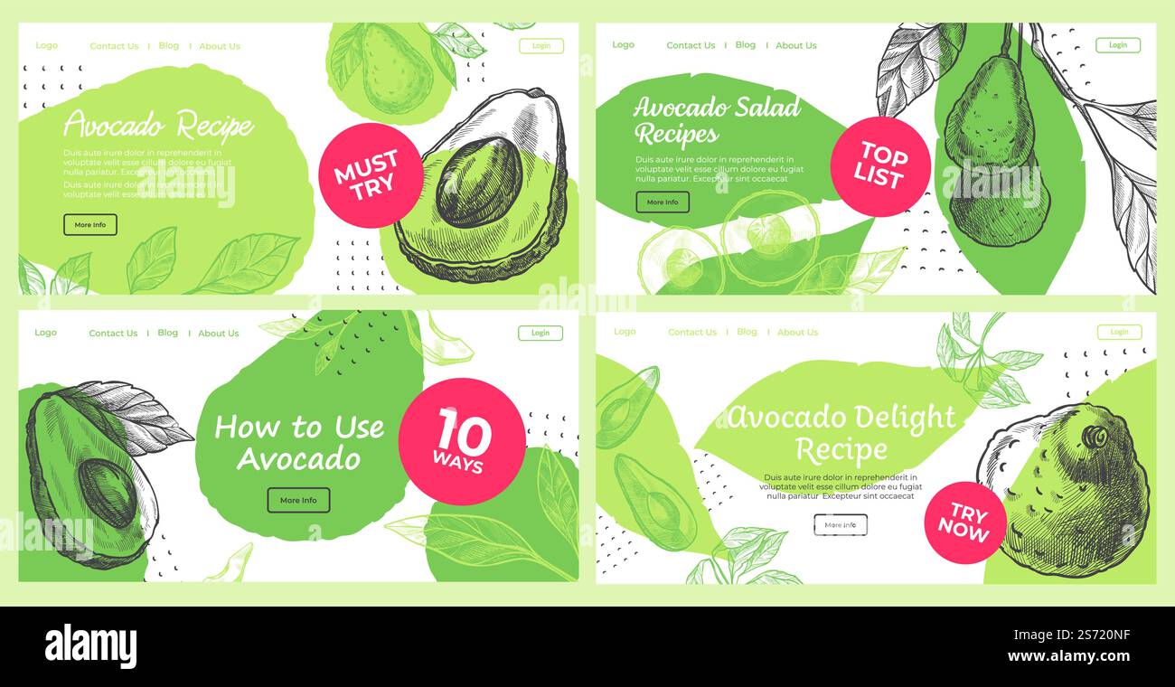 Avocado recipe landing page hi-res stock photography and images - Alamy