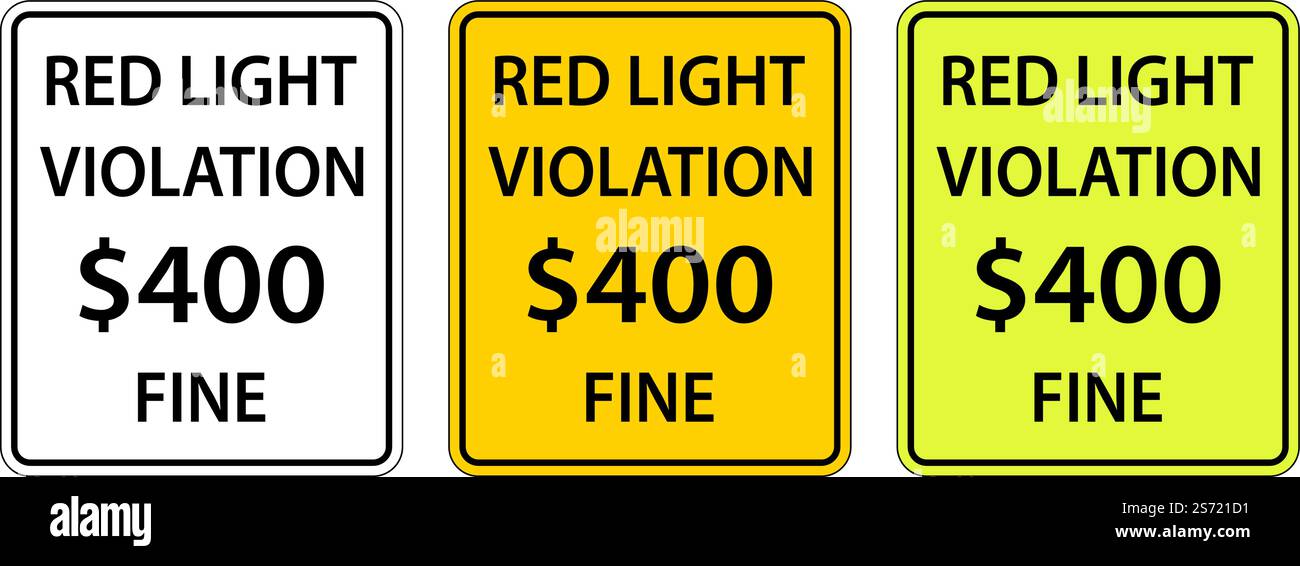 Red Light Photo Violation Fine Sign Stock Vector