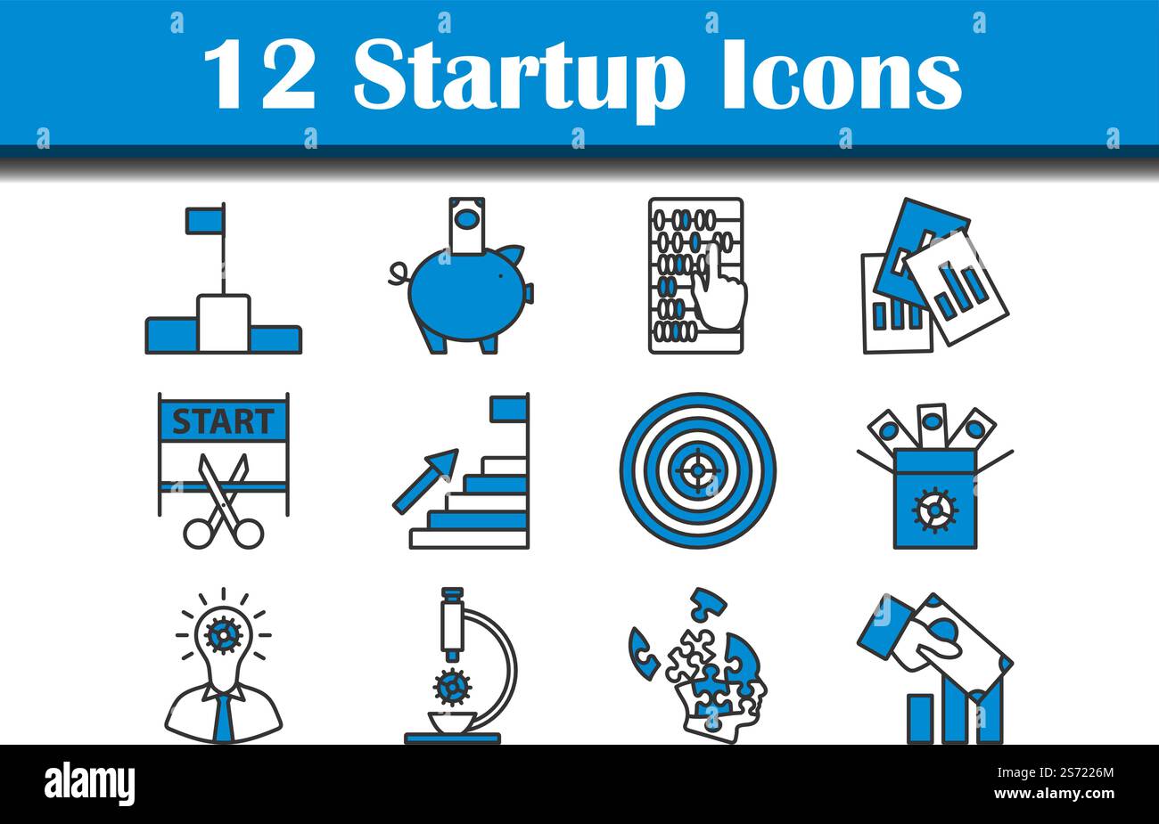 Startup Icon Set. Editable Bold Outline With Color Fill Design. Vector ...