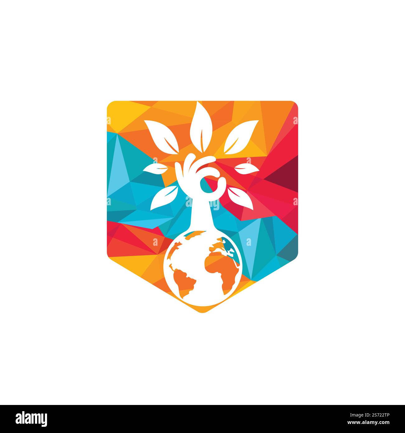 Globe and hand tree vector logo design. Ecology and sustainable concept ...