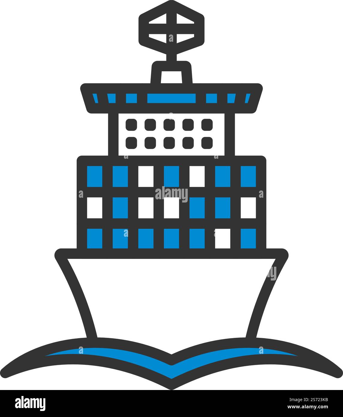 Container Ship Icon. Editable Bold Outline With Color Fill Design ...