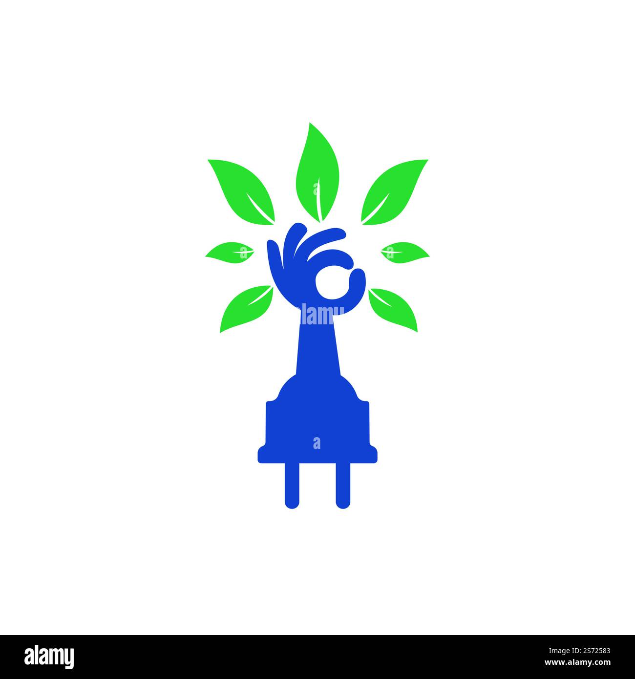 Electric cord and hand tree vector logo design. Stock Vector