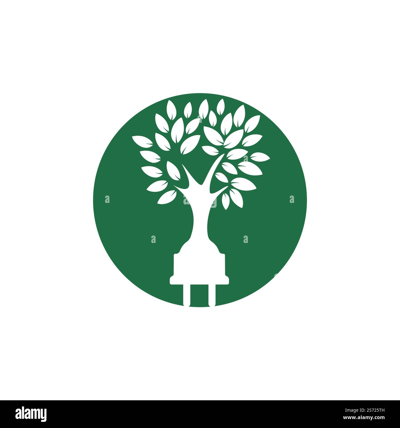 Green energy electricity logo concept. Electric plug icon with tree ...