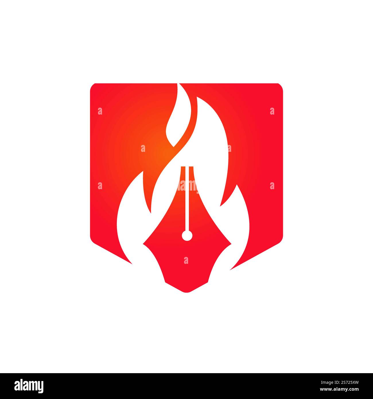 Fire Pen vector logo design concept. Hot writer vector logo icon. Stock Vector