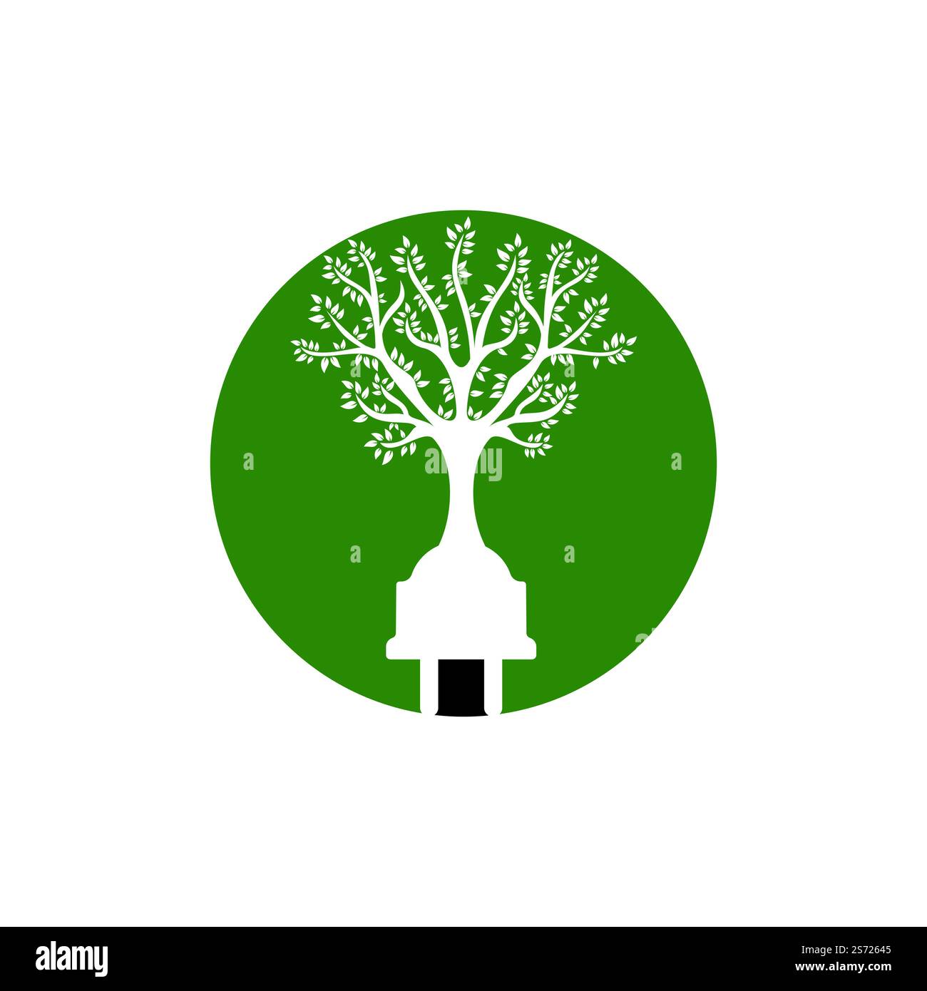 Green energy electricity logo concept. Electric plug icon with tree ...