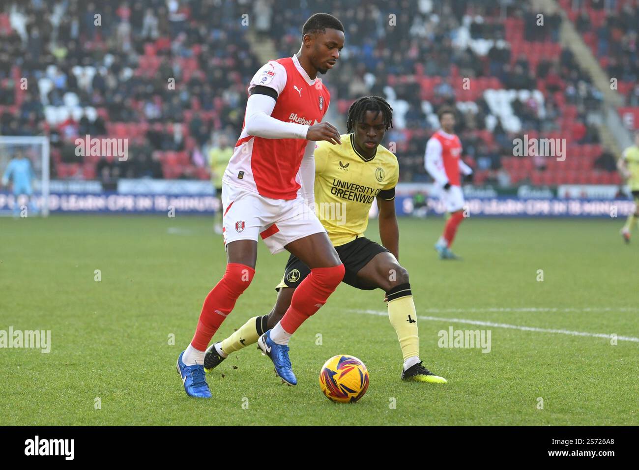 Rotherham, England. 18th Jan 2025. Zak Jules and Tyreece Campbell ...