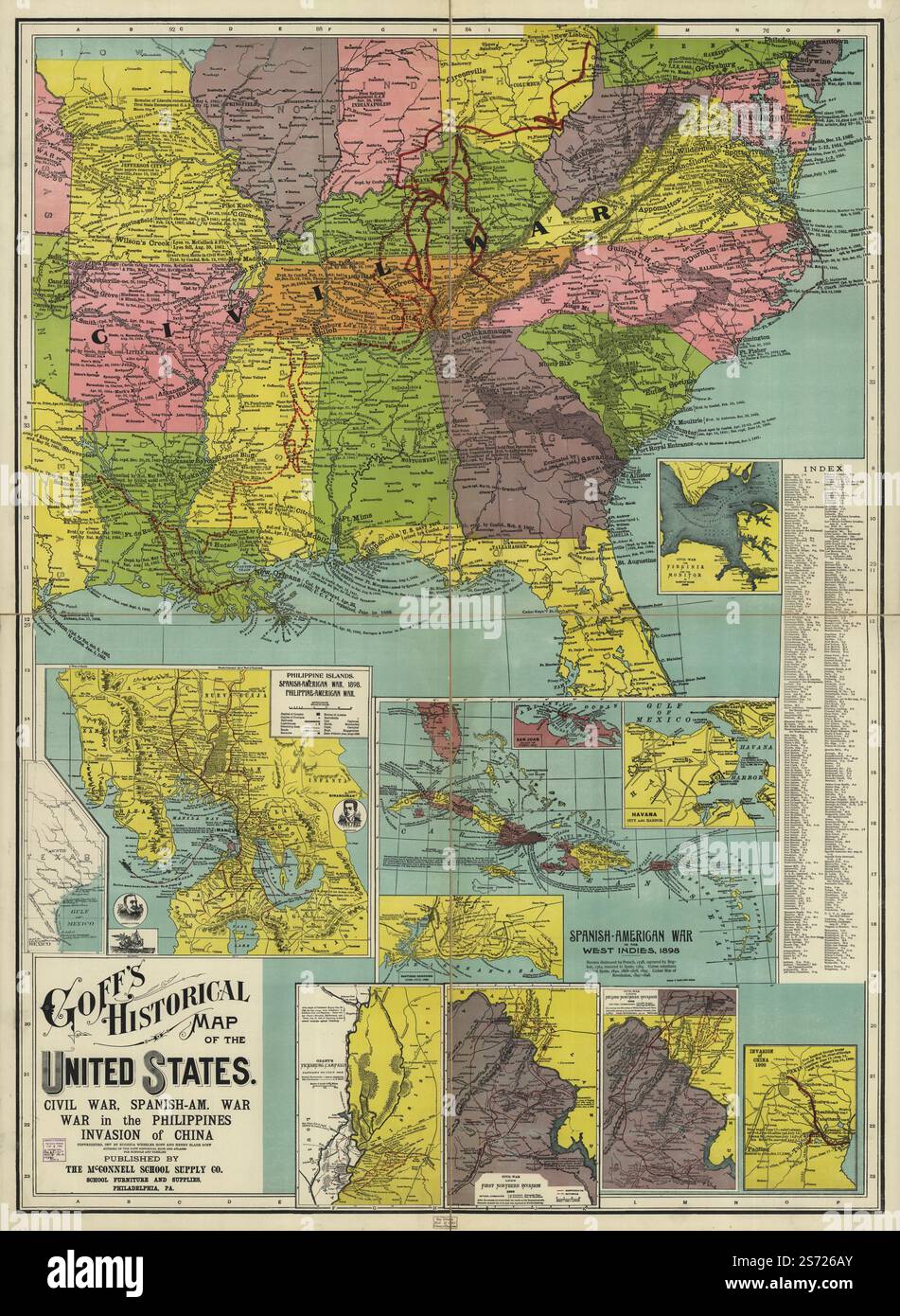 Goff 39 s historical map of the United - Goffs Historical Map Of The United States Civil War Spanish Am War War In The Philippines Invasion Of China 1907 By Goff Eugenia A Wheeler Eugenia Almira Wheeler Goff Henry S 2S726AY 