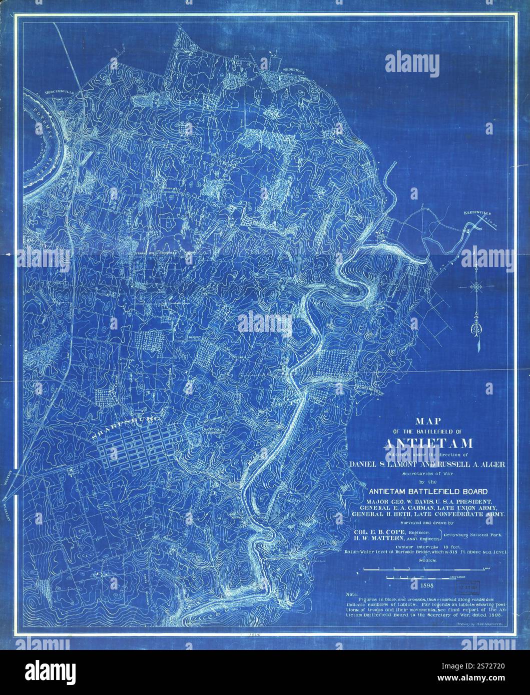 Map Of The Battlefield Of Antietam 1898 By Antietam Battlefield Board