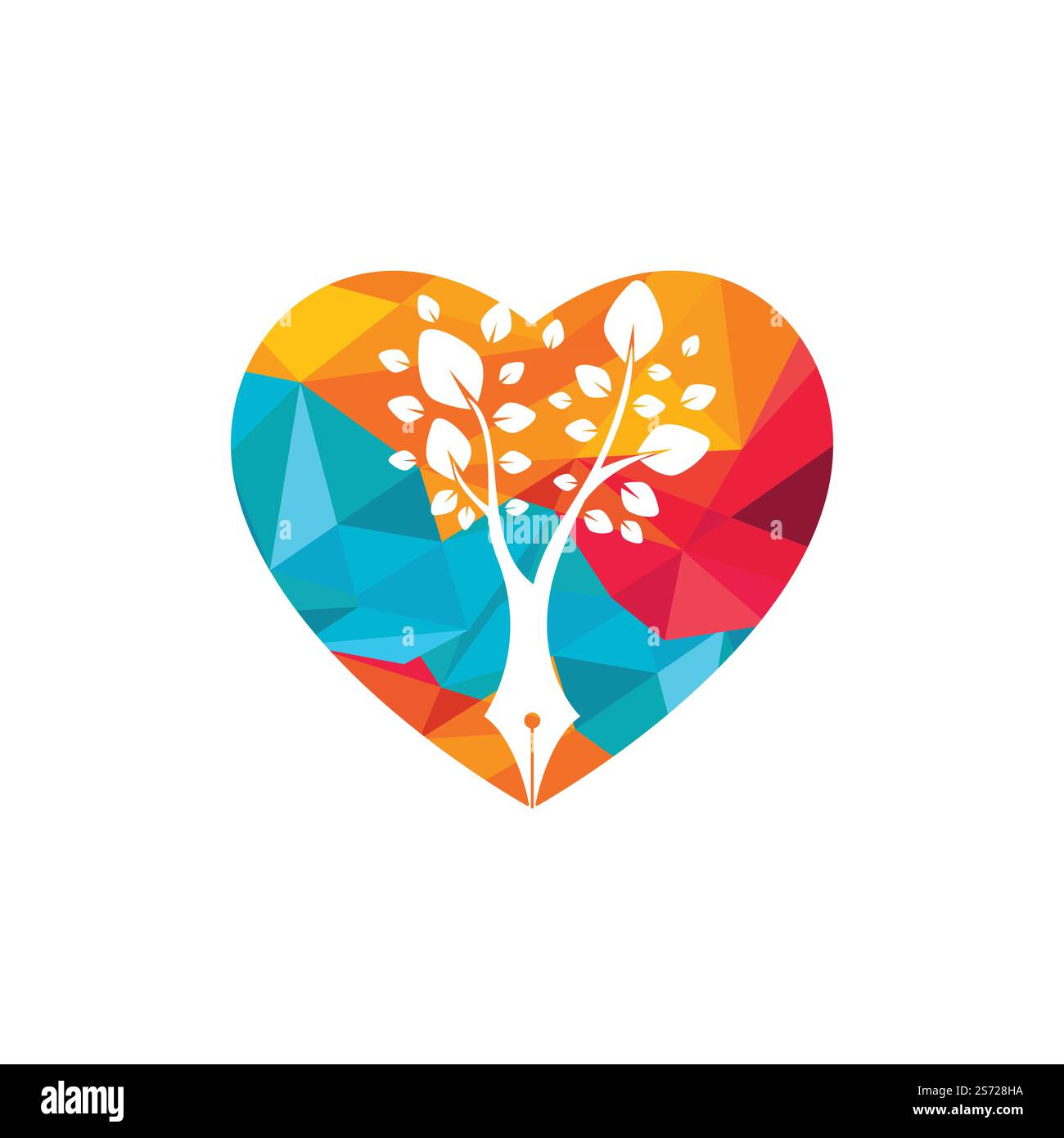 Tree pen vector logo design template. Writer love and nature logo ...