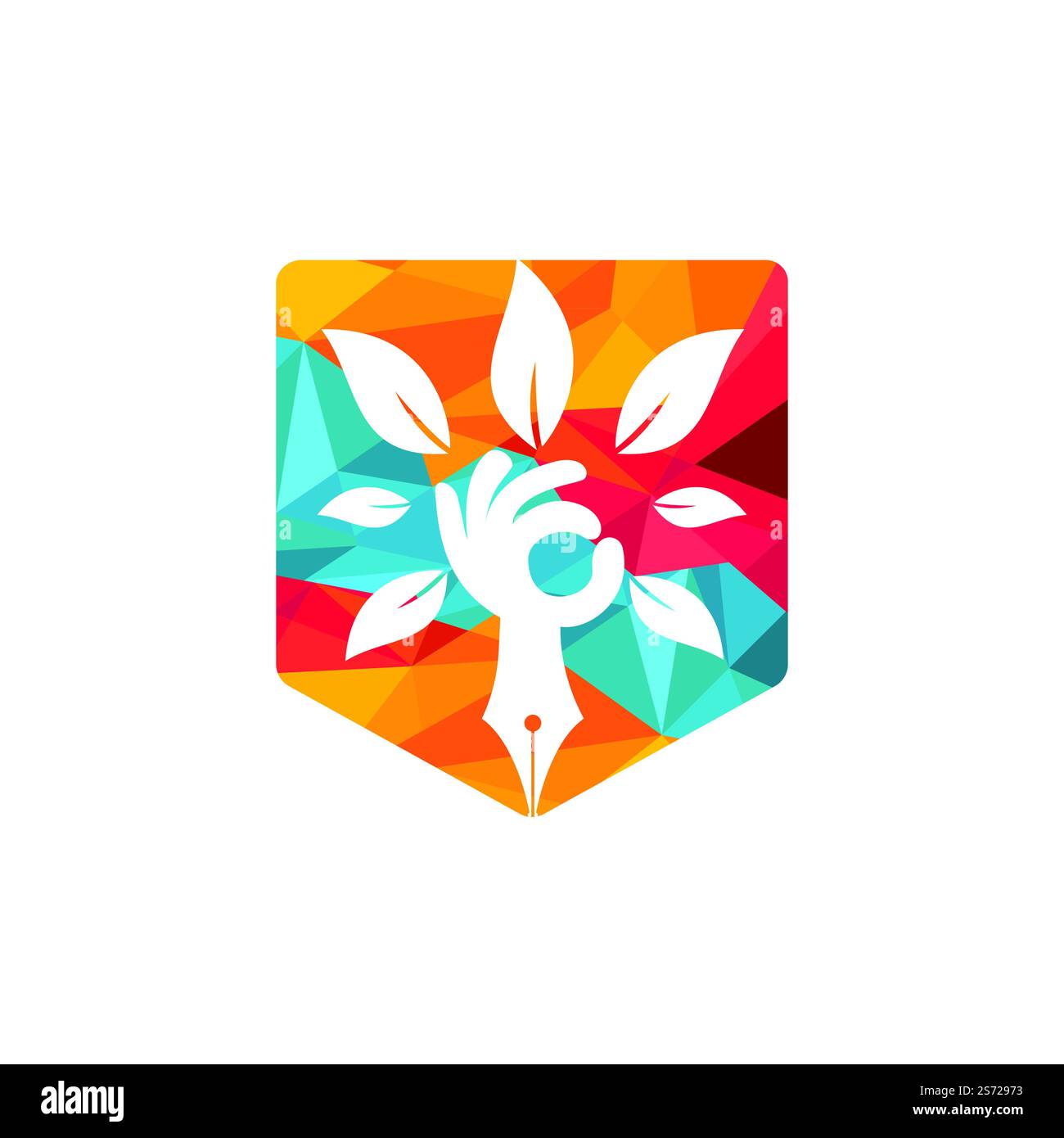 Education insurance and support logo concept. Pen and hand tree icon ...