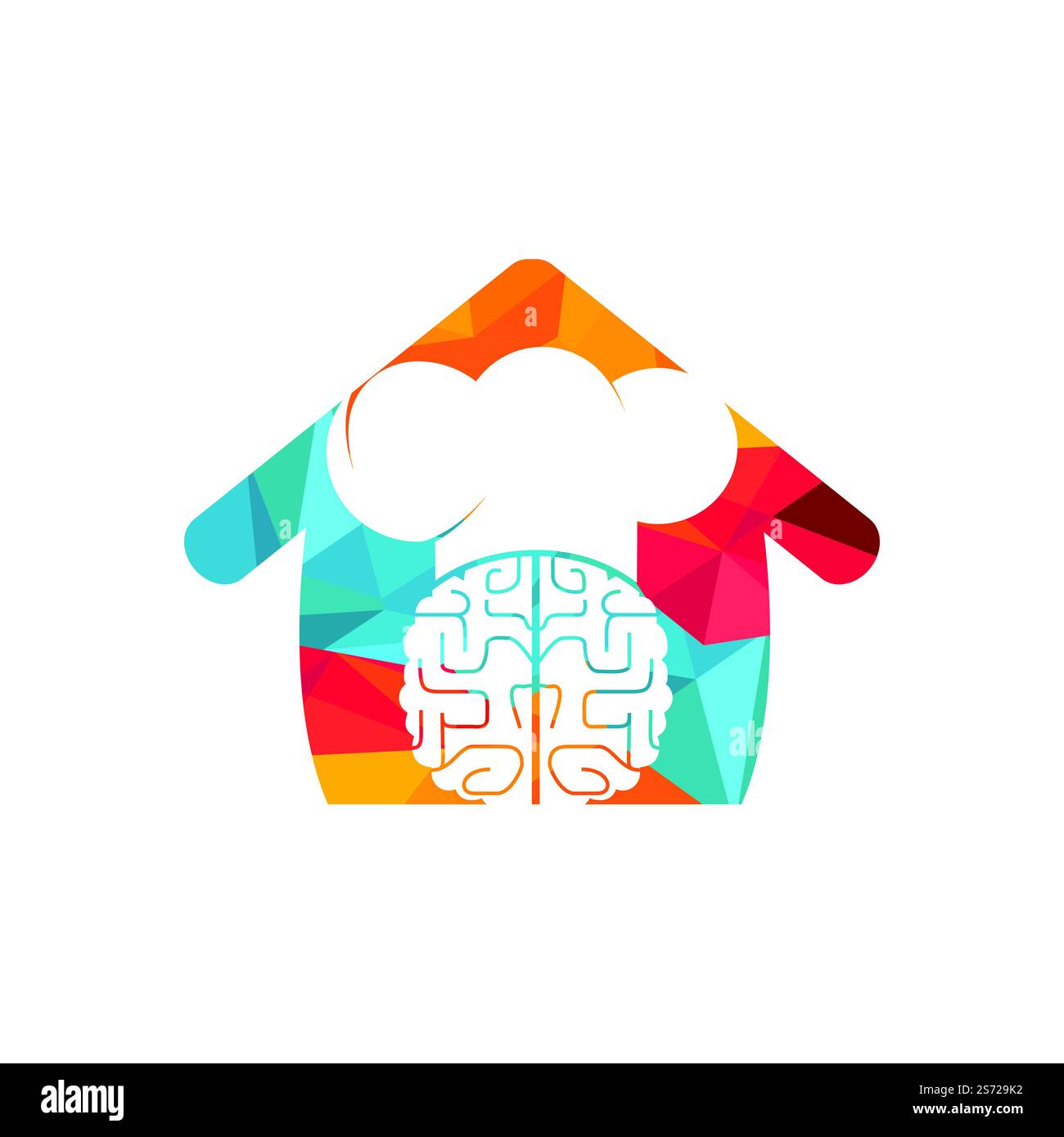 Smart chef vector logo design concept. Brain and chef hat with home ...
