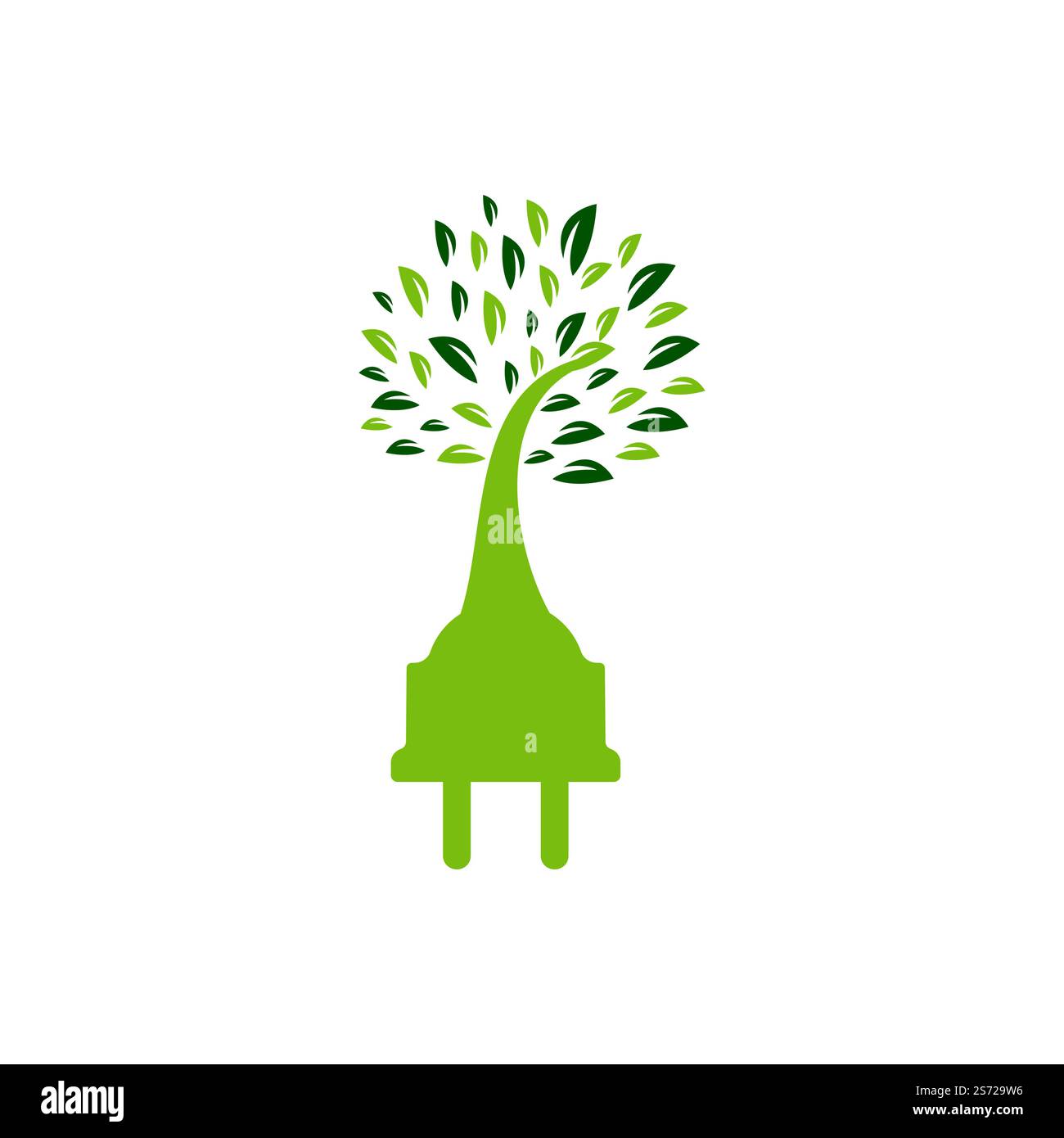 Green energy electricity logo concept. Electric plug icon with tree ...