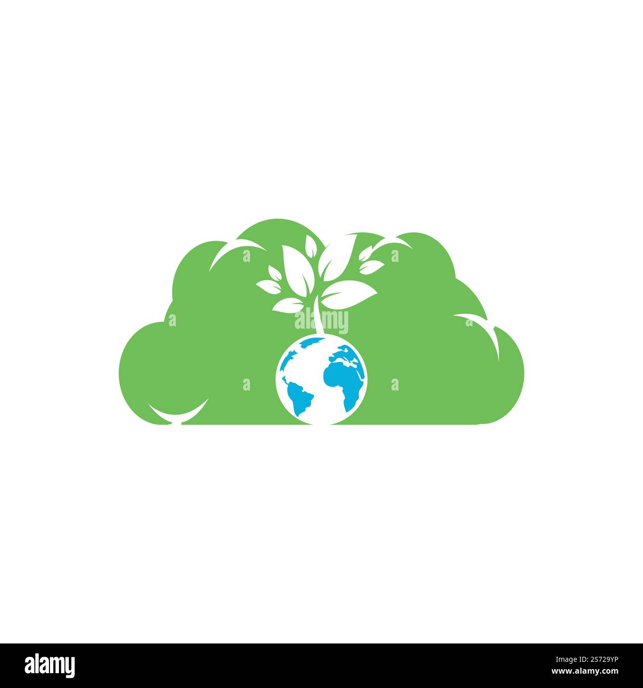 Globe tree with cloud vector logo design template. Planet and eco ...
