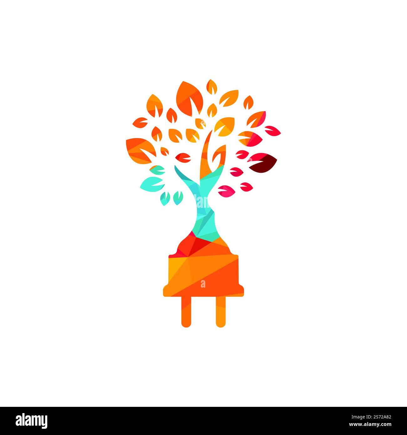 Green energy electricity logo concept. Electric plug icon with tree and ...