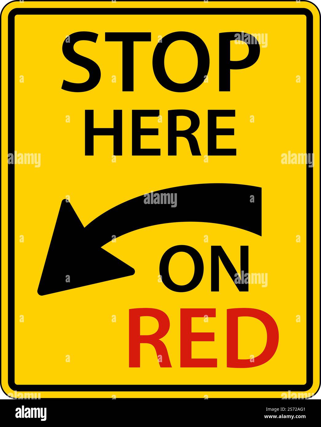 Stop Here on Red Sign On White Background Stock Vector