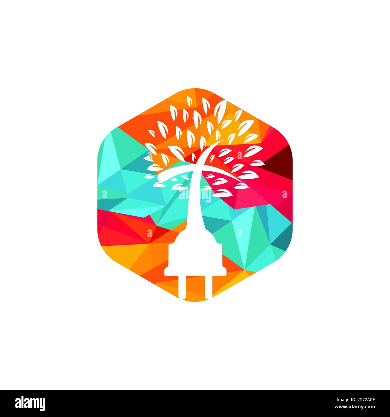 Tech church logo concept. Cord and church tree icon logo design Stock ...