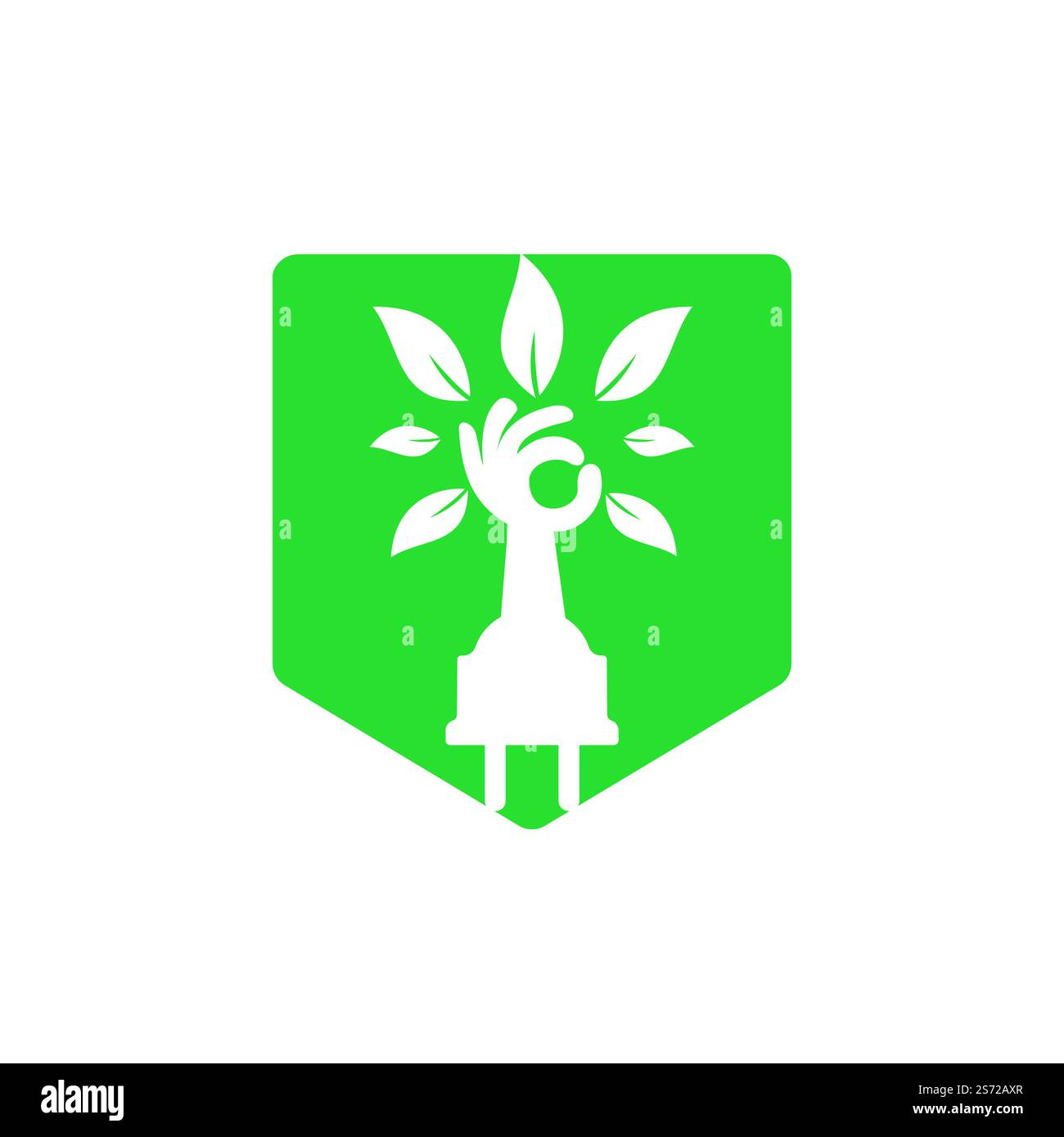 Electric cord and hand tree vector logo design. Stock Vector