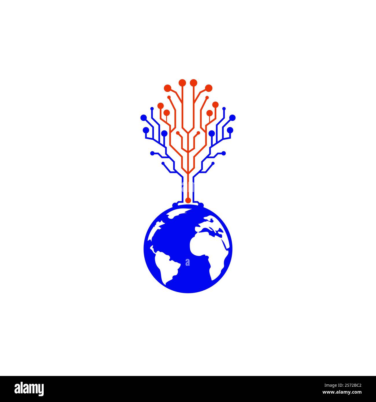 World tech vector logo design template. Globe and tech tree icon design ...