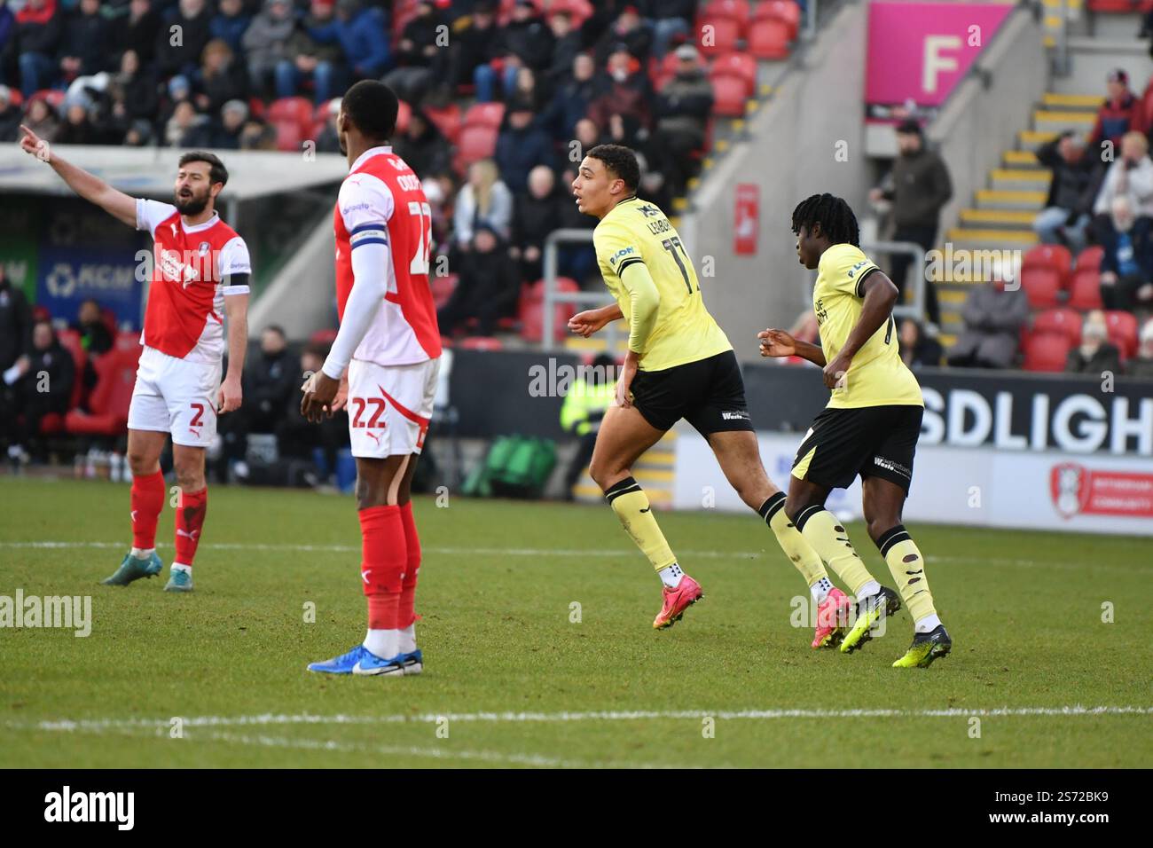 Rotherham, England. 18th Jan 2025. Miles Leaburn celebrates after ...