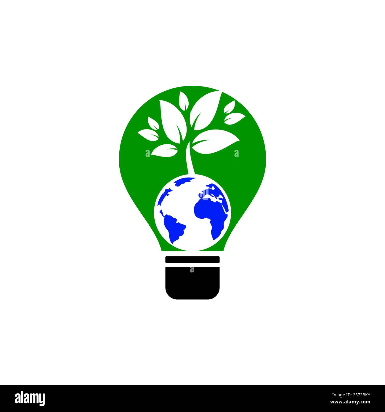 Globe tree with lightbulb vector logo design template. Planet and eco ...
