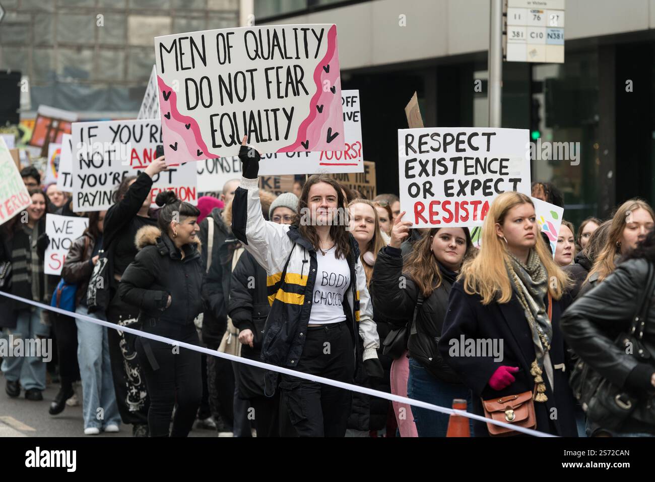 London, UK. 18th January, 2025. Demonstrators march in solidarity with ...