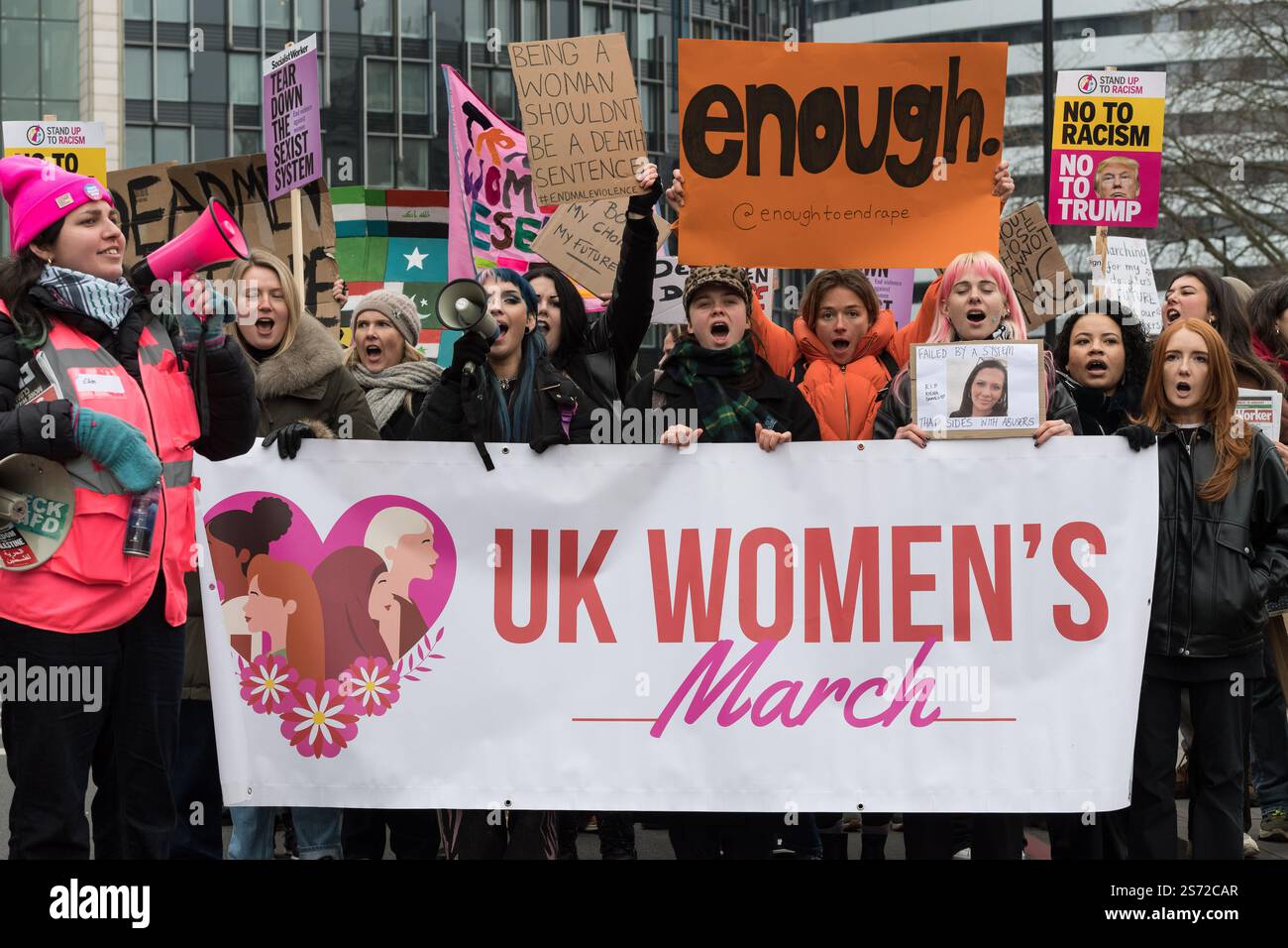 London, UK. 18th January, 2025. Demonstrators march in solidarity with ...