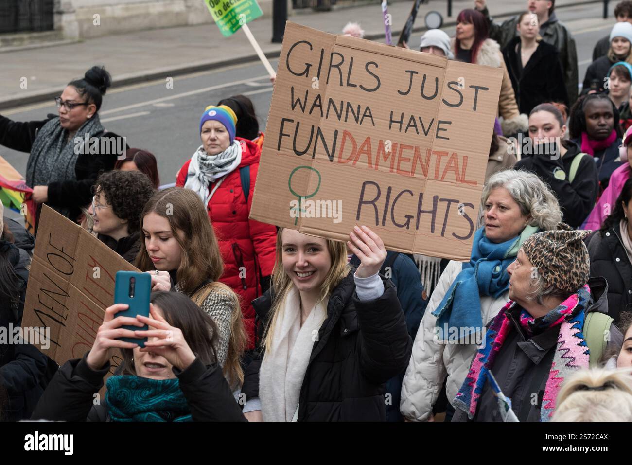 London, UK. 18th January, 2025. Demonstrators march in solidarity with ...