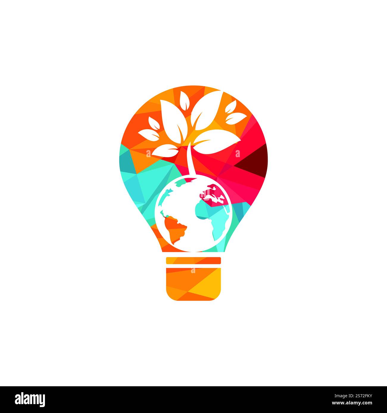 Globe tree with lightbulb vector logo design template. Planet and eco ...