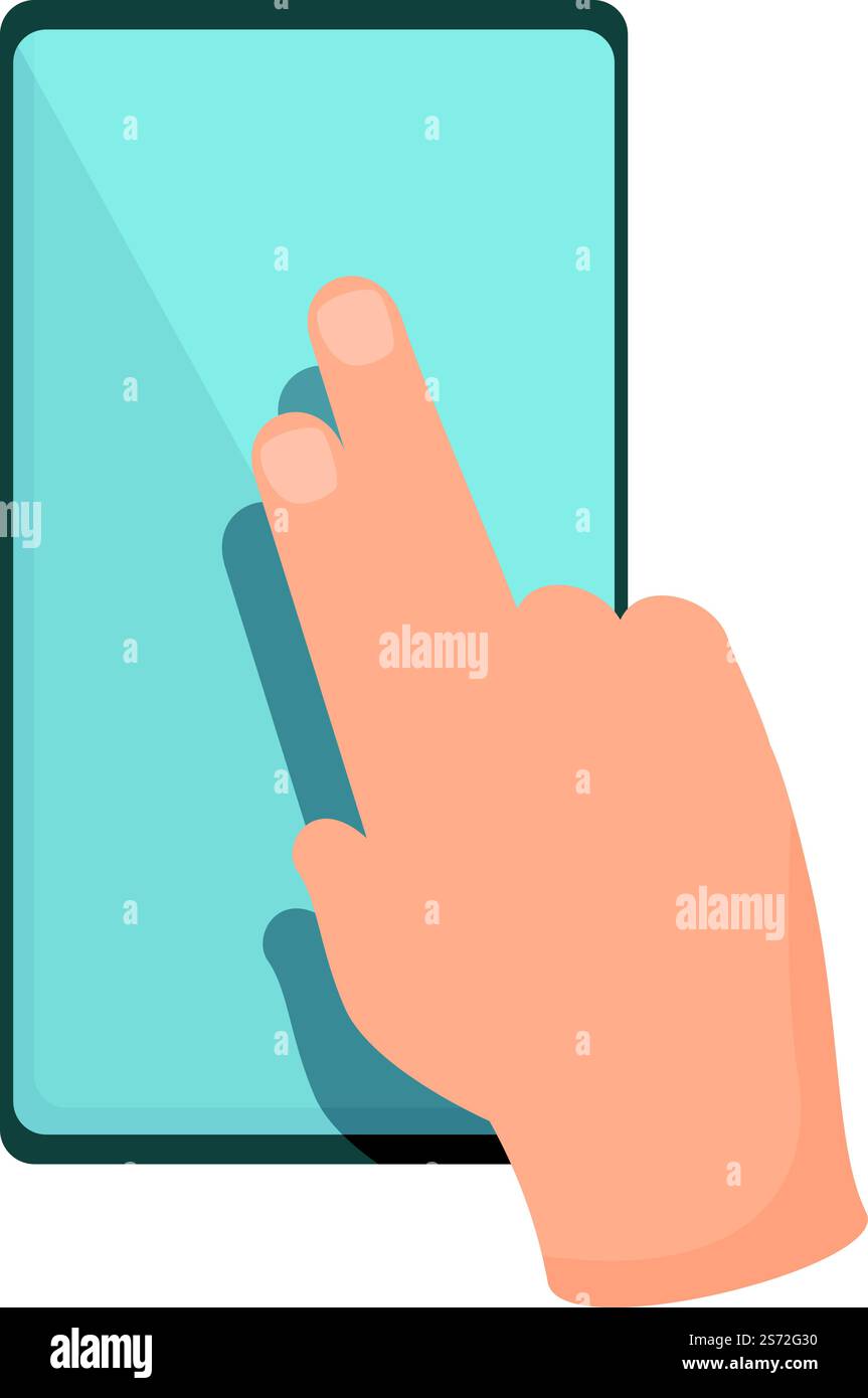 Finger phone move icon cartoon vector. Smartphone screen. App cell ...