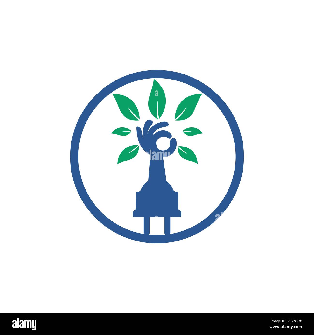 Electric cord and hand tree vector logo design. Stock Vector