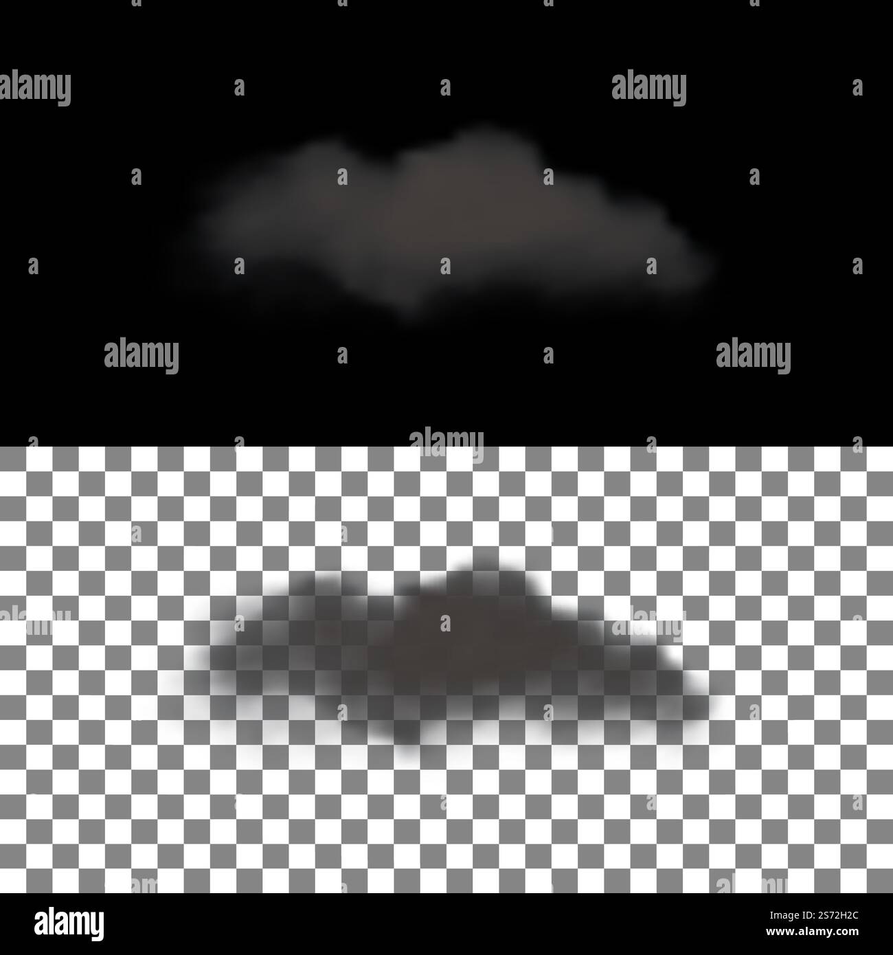 Realistic Cloud With Transparency On Black And Grid Background. Vector ...
