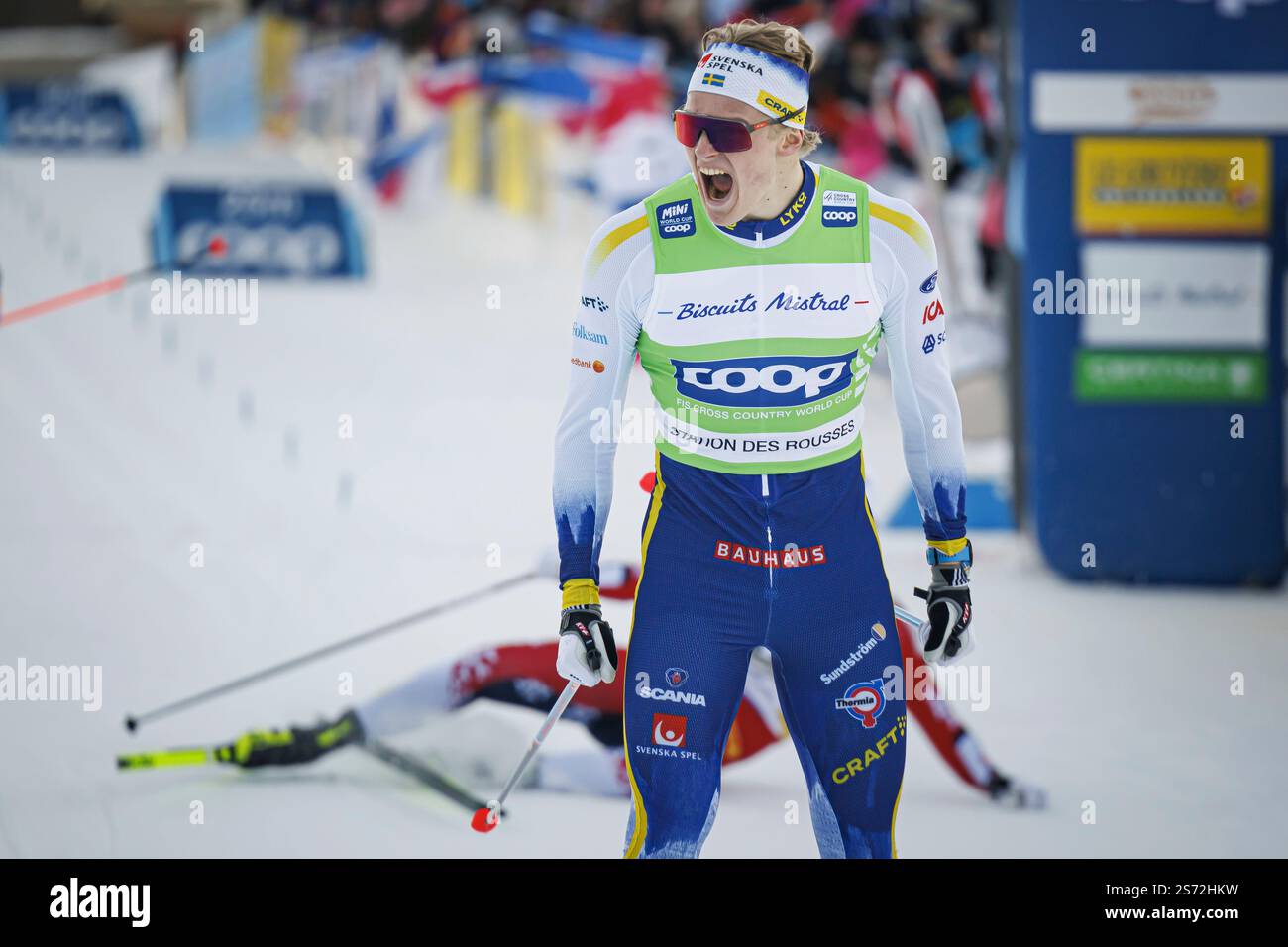 Edvin Anger from Sweden celebrates winning the final round of the men's