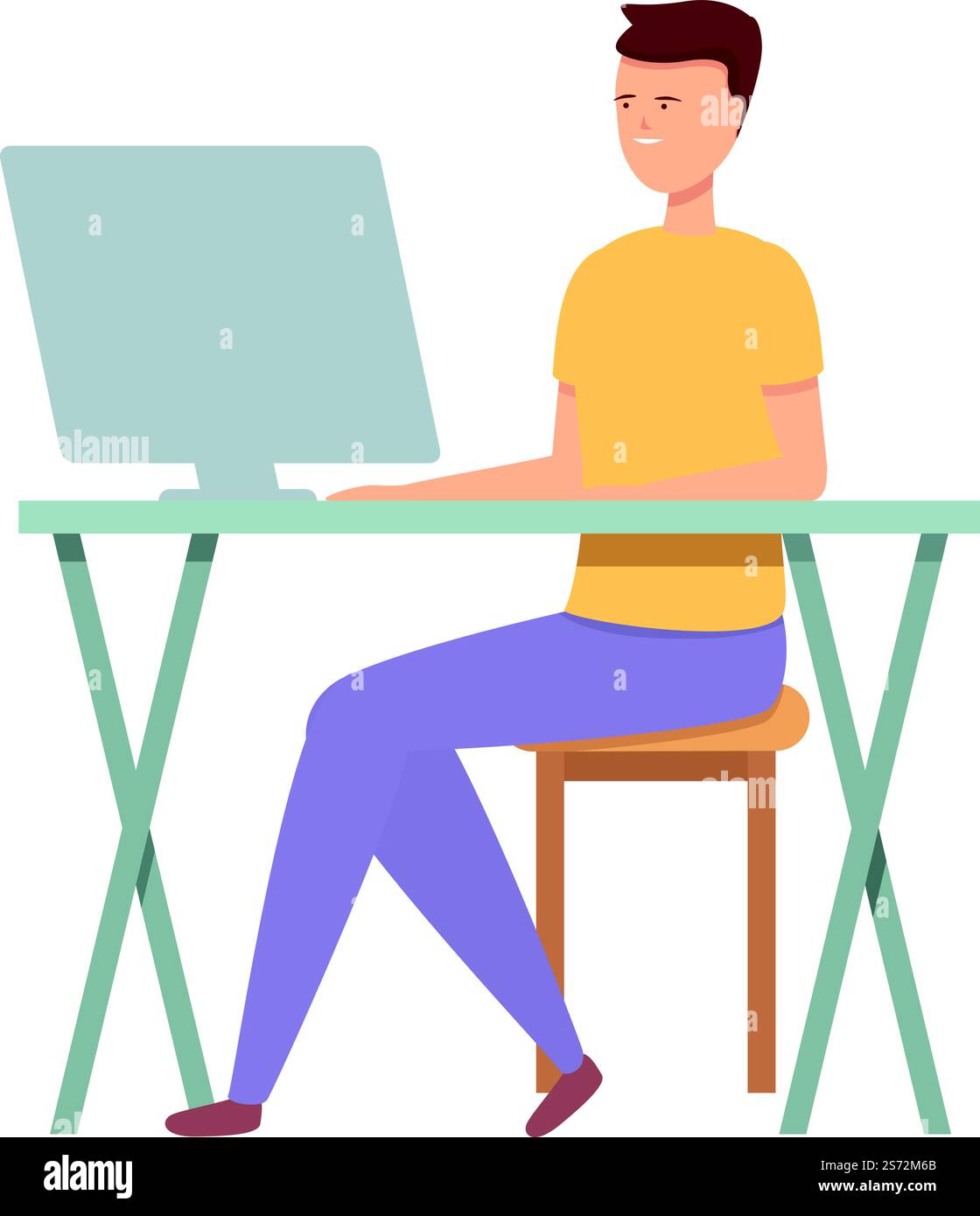 Pc desktop virtual tour icon cartoon vector. Online real walk. Agency ...