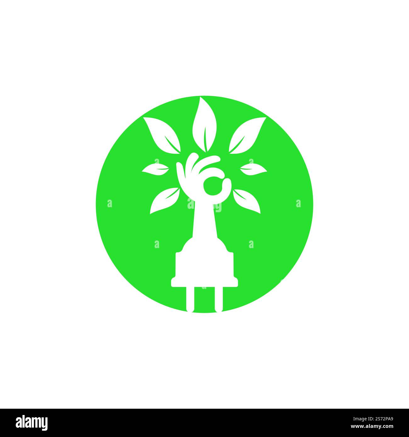 Electric cord and hand tree vector logo design. Stock Vector