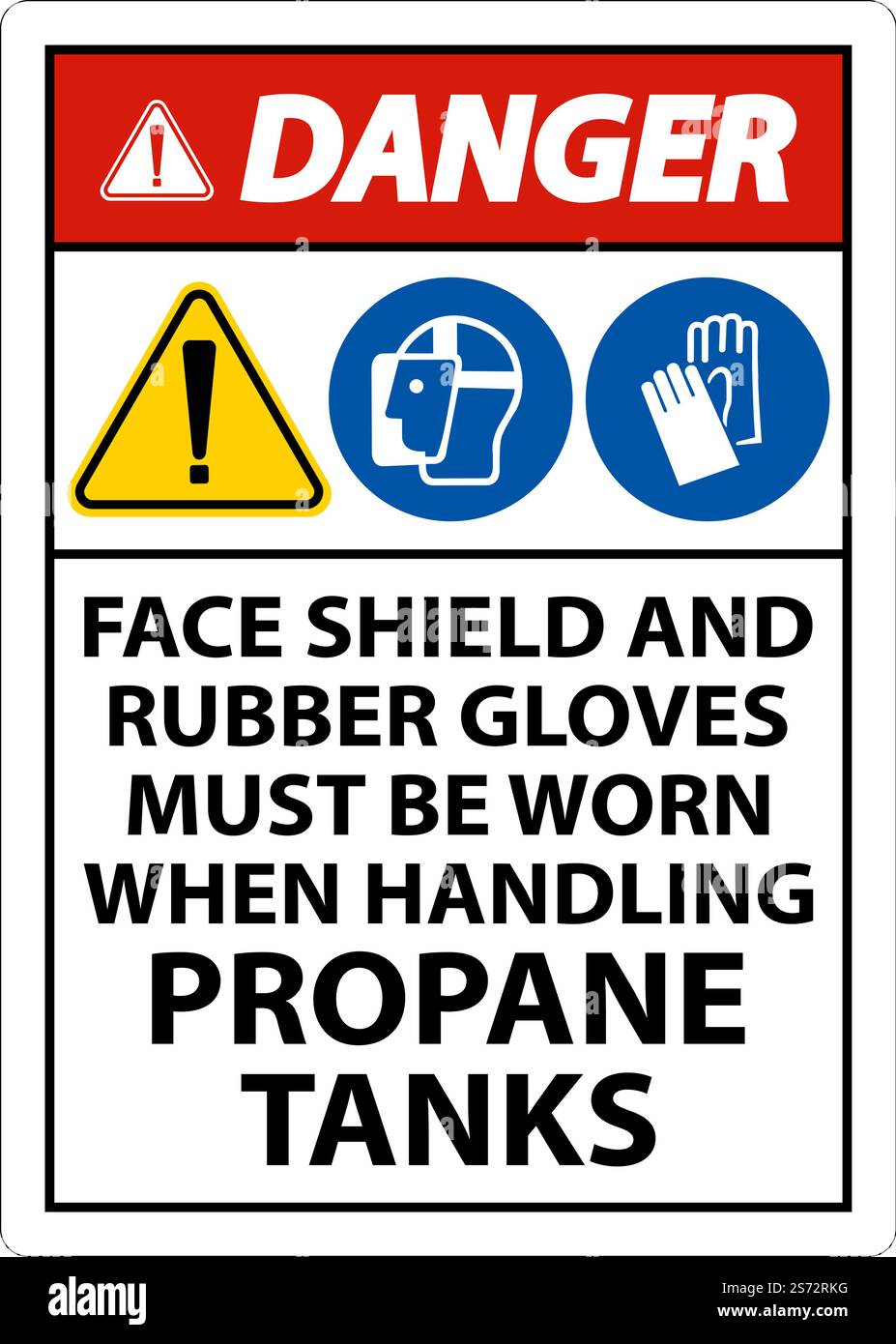 Danger PPE Required When Handling Propane Tanks Sign Stock Vector