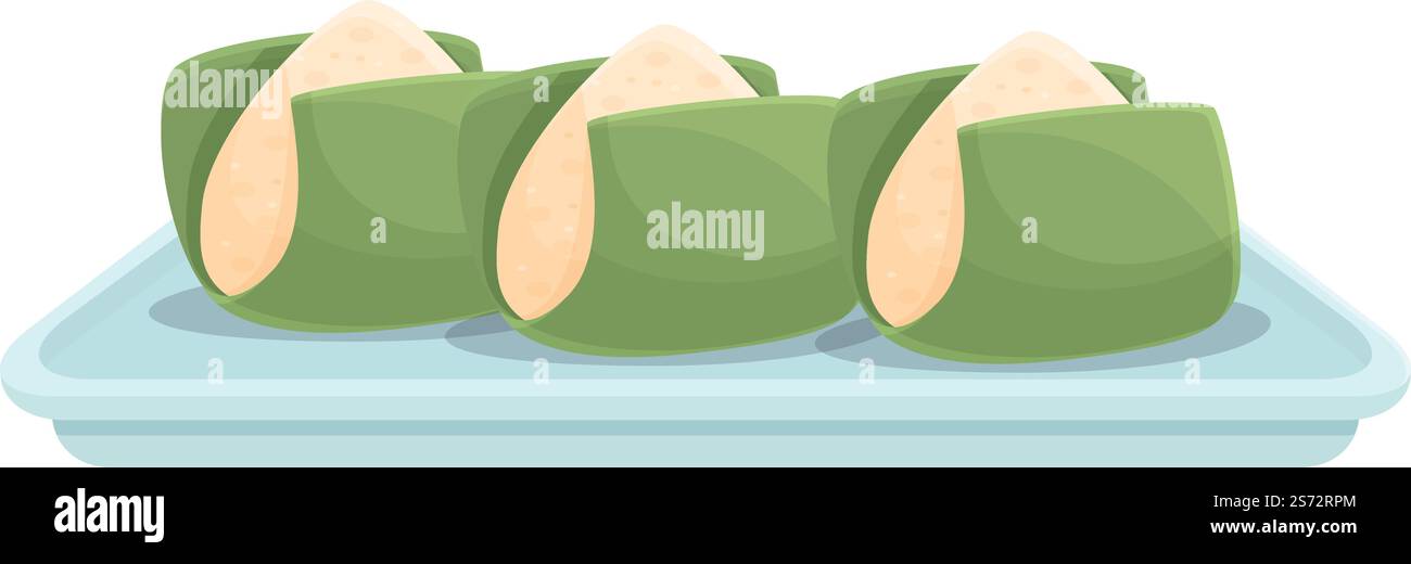 Green food icon cartoon vector. Asian japan. Cuisine rice. Green food ...