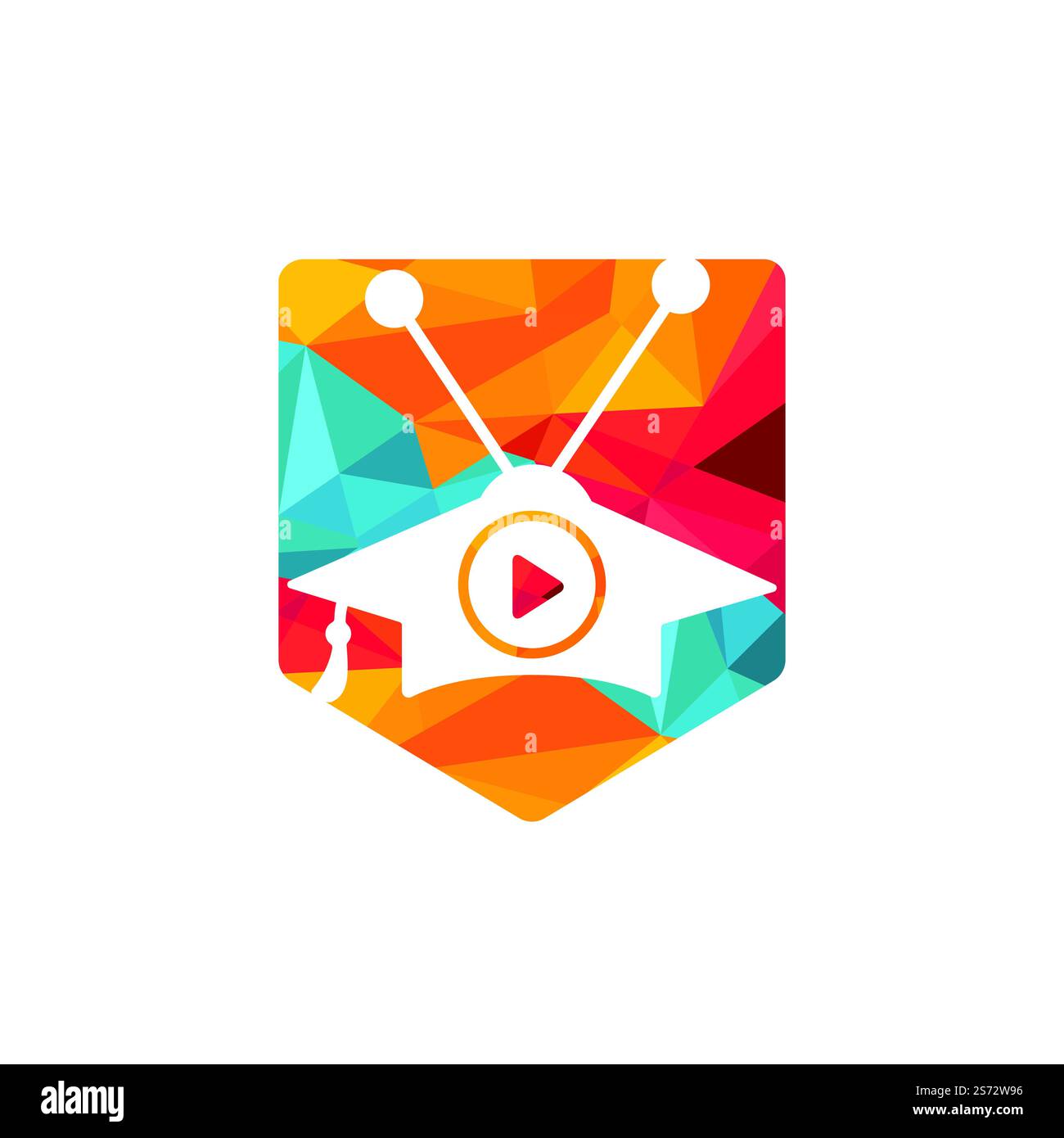 Education video play vector logo design. Graduation cap and play button ...